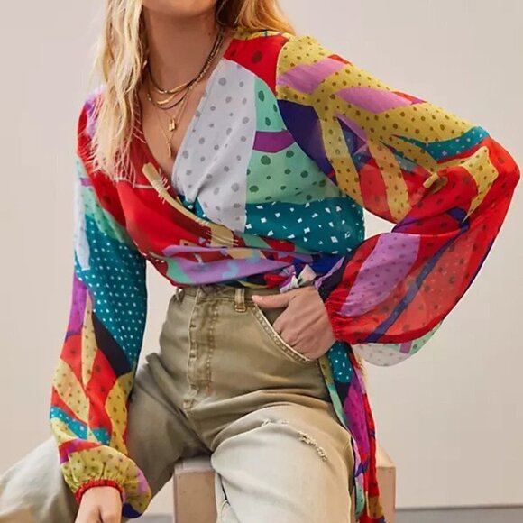 Conditions Apply Sleek Wrap Blouse size M NWT - Picture 1 of 9